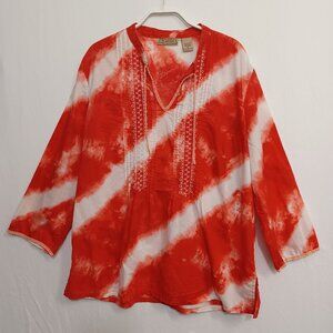 Art & Soul Tie Dye Boho Peasant Tunic